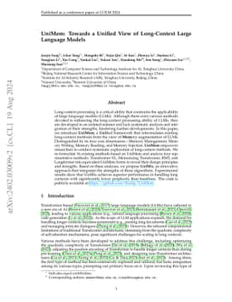 UniMem: Towards a Unified View of Long-Context Large Language Models