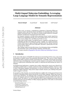 Multi-Lingual Malaysian Embedding: Leveraging Large Language Models for
  Semantic Representations