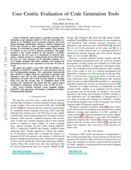 User Centric Evaluation of Code Generation Tools