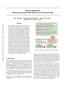 Skill Set Optimization: Reinforcing Language Model Behavior via
  Transferable Skills