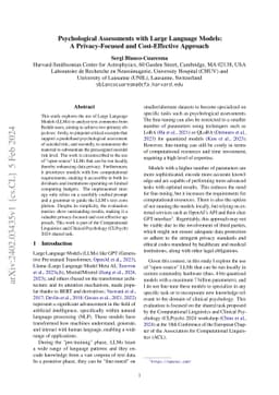 Psychological Assessments with Large Language Models: A Privacy-Focused
  and Cost-Effective Approach