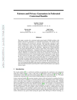 Fairness and Privacy Guarantees in Federated Contextual Bandits