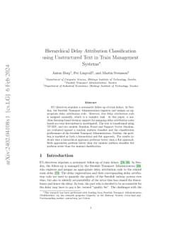 Hierarchical Delay Attribution Classification using Unstructured Text in
  Train Management Systems