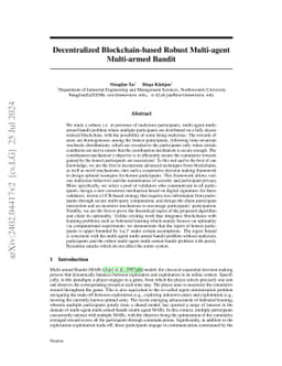 Decentralized Blockchain-based Robust Multi-agent Multi-armed Bandit