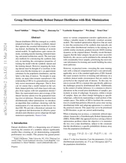 Group Distributionally Robust Dataset Distillation with Risk Minimization