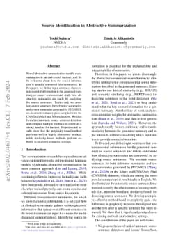 Source Identification in Abstractive Summarization