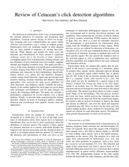 Review of Cetacean's click detection algorithms