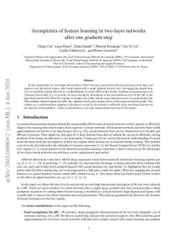 Asymptotics of feature learning in two-layer networks after one
  gradient-step