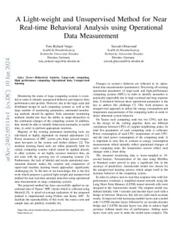 A Light-weight and Unsupervised Method for Near Real-time Behavioral
  Analysis using Operational Data Measurement