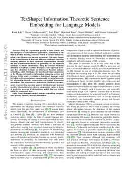TexShape: Information Theoretic Sentence Embedding for Language Models