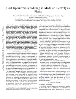 Cost Optimized Scheduling in Modular Electrolysis Plants