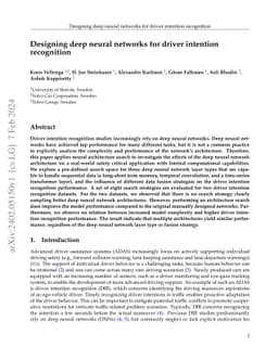 Designing deep neural networks for driver intention recognition