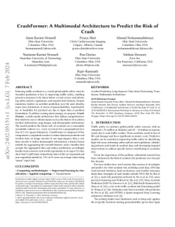 CrashFormer: A Multimodal Architecture to Predict the Risk of Crash