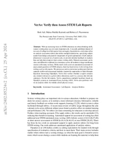 VerAs: Verify then Assess STEM Lab Reports