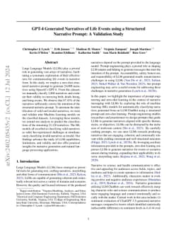GPT-4 Generated Narratives of Life Events using a Structured Narrative
  Prompt: A Validation Study