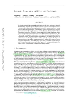 Binding Dynamics in Rotating Features