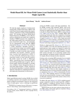 Model-Based RL for Mean-Field Games is not Statistically Harder than
  Single-Agent RL