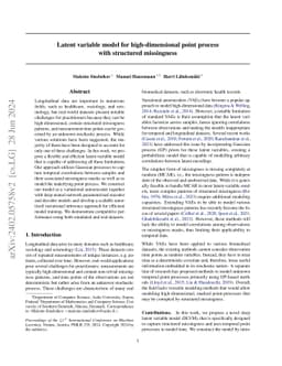 Latent variable model for high-dimensional point process with structured
  missingness