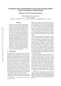 Examining Gender and Racial Bias in Large Vision-Language Models Using a
  Novel Dataset of Parallel Images