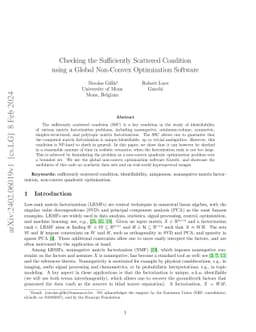 Checking the Sufficiently Scattered Condition using a Global Non-Convex
  Optimization Software