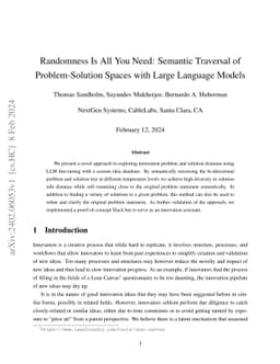 Randomness Is All You Need: Semantic Traversal of Problem-Solution
  Spaces with Large Language Models