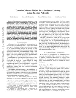 Gaussian Mixture Models for Affordance Learning using Bayesian Networks