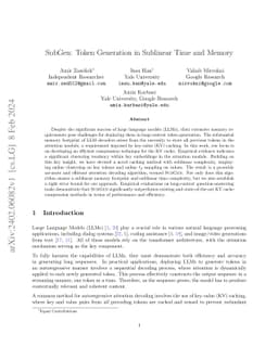 SubGen: Token Generation in Sublinear Time and Memory
