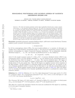 Homaloidal Polynomials and Gaussian Models of Maximum Likelihood Degree
  One