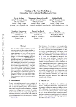 Findings of the First Workshop on Simulating Conversational Intelligence
  in Chat