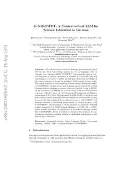 G-SciEdBERT: A Contextualized LLM for Science Assessment Tasks in German