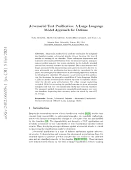 Adversarial Text Purification: A Large Language Model Approach for
  Defense
