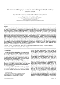 Authentication and integrity of smartphone videos through multimedia
  container structure analysis