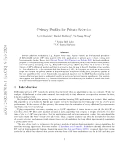 Privacy Profiles for Private Selection