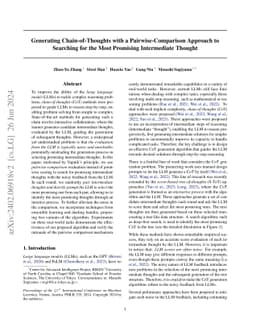 Generating Chain-of-Thoughts with a Pairwise-Comparison Approach to
  Searching for the Most Promising Intermediate Thought