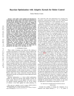 Bayesian Optimization with Adaptive Kernels for Robot Control