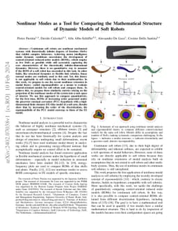 Nonlinear Modes as a Tool for Comparing the Mathematical Structure of
  Dynamic Models of Soft Robots