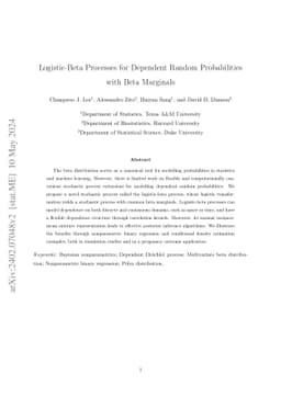 Logistic-beta processes for dependent random probabilities with beta marginals