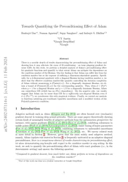 Towards Quantifying the Preconditioning Effect of Adam