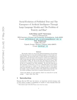 Social Evolution of Published Text and The Emergence of Artificial
  Intelligence Through Large Language Models and The Problem of Toxicity and
  Bias