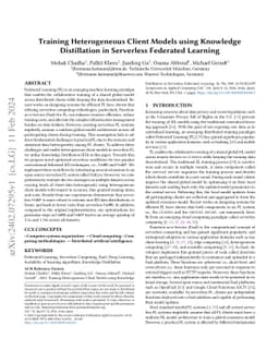 Training Heterogeneous Client Models using Knowledge Distillation in
  Serverless Federated Learning