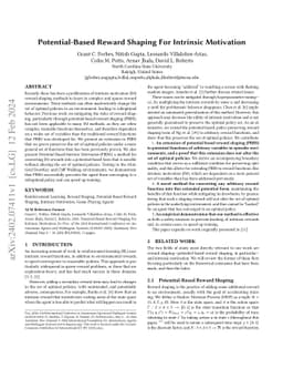 Potential-Based Reward Shaping For Intrinsic Motivation