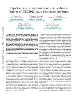 Impact of spatial transformations on landscape features of CEC2022 basic
  benchmark problems