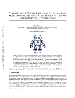 Sentinels of the Stream: Unleashing Large Language Models for Dynamic
  Packet Classification in Software Defined Networks -- Position Paper