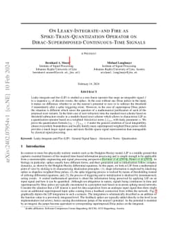 On Leaky-Integrate-and Fire as Spike-Train-Quantization Operator on
  Dirac-Superimposed Continuous-Time Signals
