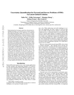 Uncertainty Quantification for Forward and Inverse Problems of PDEs via
  Latent Global Evolution