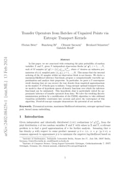 Transfer Operators from Batches of Unpaired Points via Entropic
  Transport Kernels
