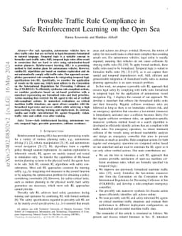 Provable Traffic Rule Compliance in Safe Reinforcement Learning on the
  Open Sea