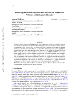 Denoising Diffusion Restoration Tackles Forward and Inverse Problems for
  the Laplace Operator