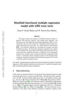 Manifold functional multiple regression model with LRD error term