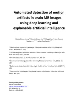 Automated detection of motion artifacts in brain MR images using deep
  learning and explainable artificial intelligence